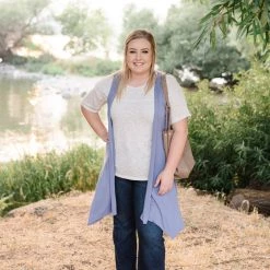 No Ship Drop Ship Life Of The Party Sleeveless Cardigan In Periwinkle