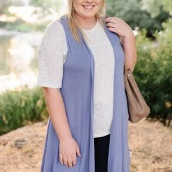 No Ship Drop Ship Life Of The Party Sleeveless Cardigan In Periwinkle