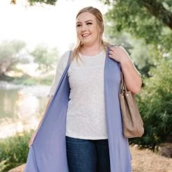 No Ship Drop Ship Life Of The Party Sleeveless Cardigan In Periwinkle