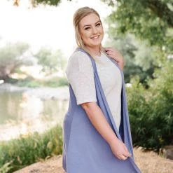 No Ship Drop Ship Life Of The Party Sleeveless Cardigan In Periwinkle