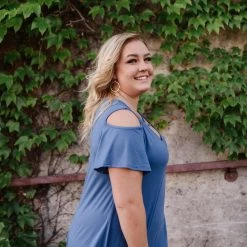 No Ship Drop Ship Steel Blue Magnolias Top New Arrivals