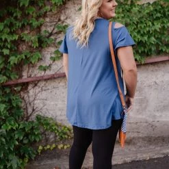 No Ship Drop Ship Steel Blue Magnolias Top New Arrivals