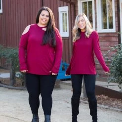 Boutique Simplified The Little Wine Top Cold Shoulder New Arrivals