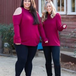 Boutique Simplified The Little Wine Top Cold Shoulder New Arrivals