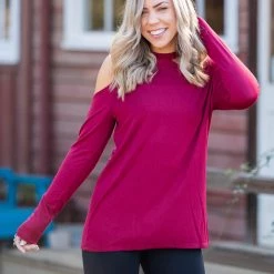 Boutique Simplified The Little Wine Top Cold Shoulder New Arrivals