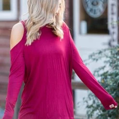 Boutique Simplified The Little Wine Top Cold Shoulder New Arrivals