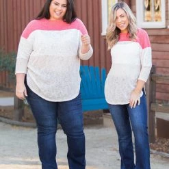 Boutique Simplified Coralina Colorblock Knit Top New Arrivals