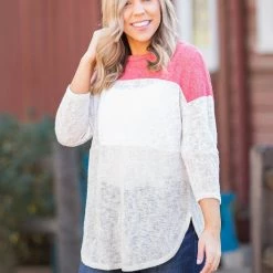 Boutique Simplified Coralina Colorblock Knit Top New Arrivals