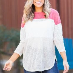 Boutique Simplified Coralina Colorblock Knit Top New Arrivals