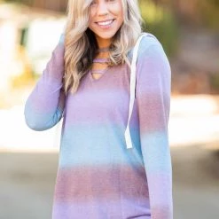 Boutique Simplified Gradiently Striped Hoodie New Arrivals