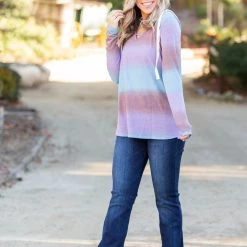 Boutique Simplified Gradiently Striped Hoodie New Arrivals