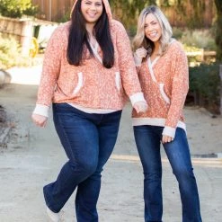 Boutique Simplified Rustic Floral Knit Hoodie New Arrivals