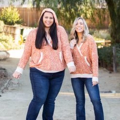 Boutique Simplified Rustic Floral Knit Hoodie New Arrivals