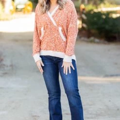 Boutique Simplified Rustic Floral Knit Hoodie New Arrivals