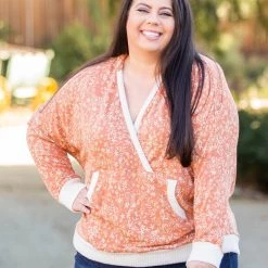 Boutique Simplified Rustic Floral Knit Hoodie New Arrivals