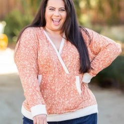 Boutique Simplified Rustic Floral Knit Hoodie New Arrivals