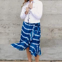 No Ship Drop Ship New Arrivals Ocean Breeze Faux Wrap Skirt