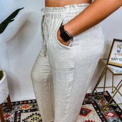 Iris & Rainbow Boutique #N324 Summer Feelings Leg Pants (Oatmeal) New Arrivals
