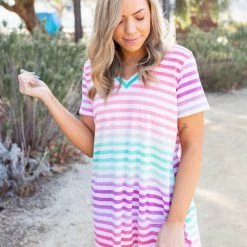 Boutique Simplified Confetti Speckled Striped Top New Arrivals