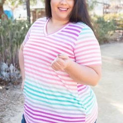 Boutique Simplified Confetti Speckled Striped Top New Arrivals