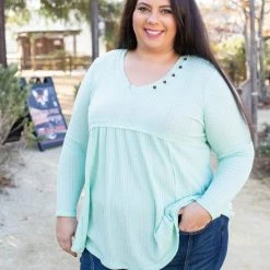 Boutique Simplified Mint Julep Babydoll Tunic