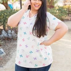 Boutique Simplified Butterfly Kisses Short Sleeve Top