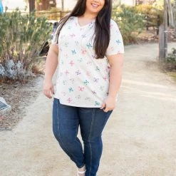 Boutique Simplified Butterfly Kisses Short Sleeve Top