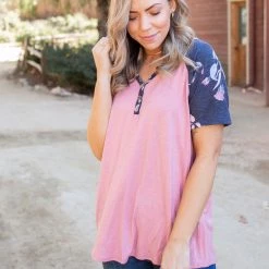 Boutique Simplified Rosey Posey Short Sleeve Raglan New Arrivals