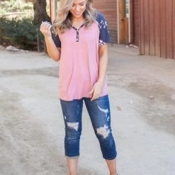 Boutique Simplified Rosey Posey Short Sleeve Raglan New Arrivals