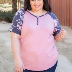 Boutique Simplified Rosey Posey Short Sleeve Raglan New Arrivals