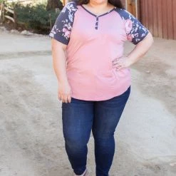 Boutique Simplified Rosey Posey Short Sleeve Raglan New Arrivals