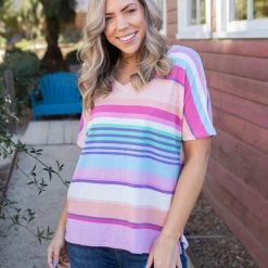 Boutique Simplified New Arrivals Peach Daiquiri Short Sleeve Top