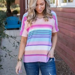 Boutique Simplified New Arrivals Peach Daiquiri Short Sleeve Top