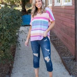 Boutique Simplified New Arrivals Peach Daiquiri Short Sleeve Top