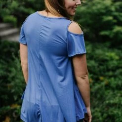 No Ship Drop Ship Steel Blue Magnolias Top New Arrivals