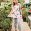 Boutique Simplified New Arrivals Blissful Floral Short Sleeve Top