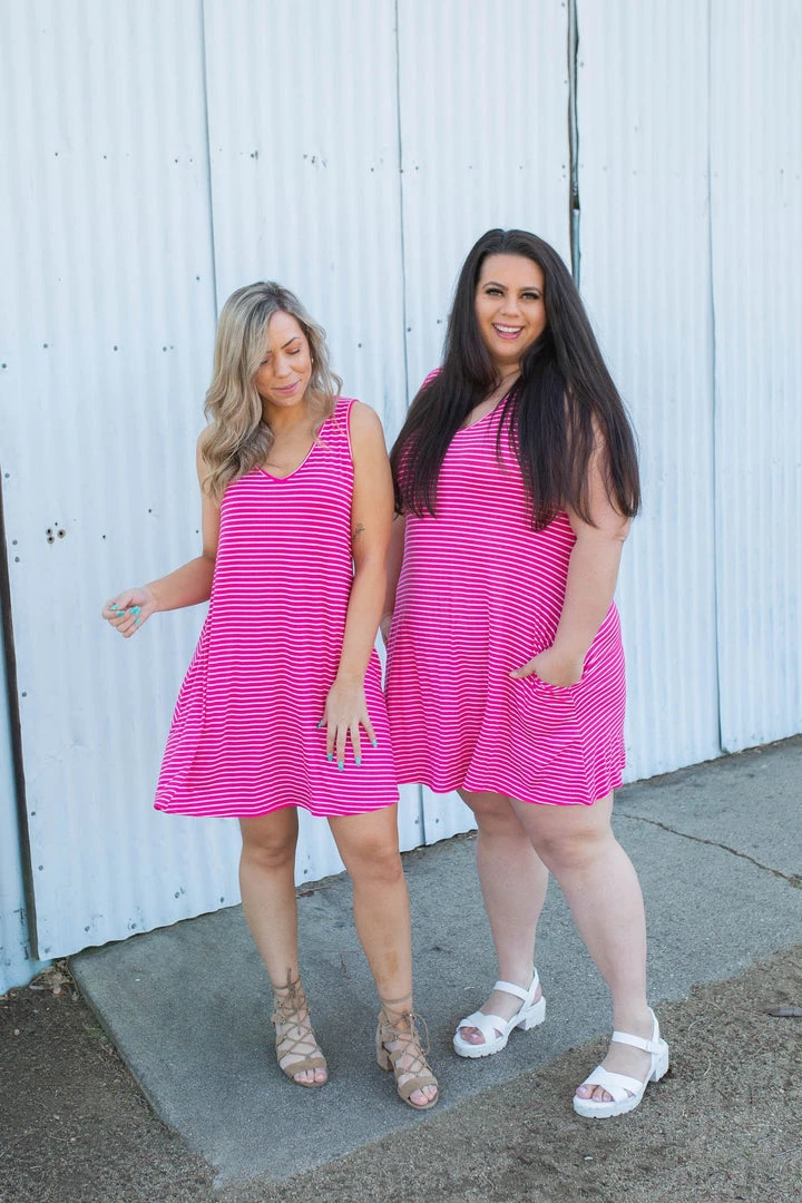 Boutique Simplified New Arrivals Hot To Trot Sleeveless Swing Dress In Hot Pink 5 Boutique Simplified New Arrivals Hot To Trot Sleeveless Swing Dress In Hot Pink