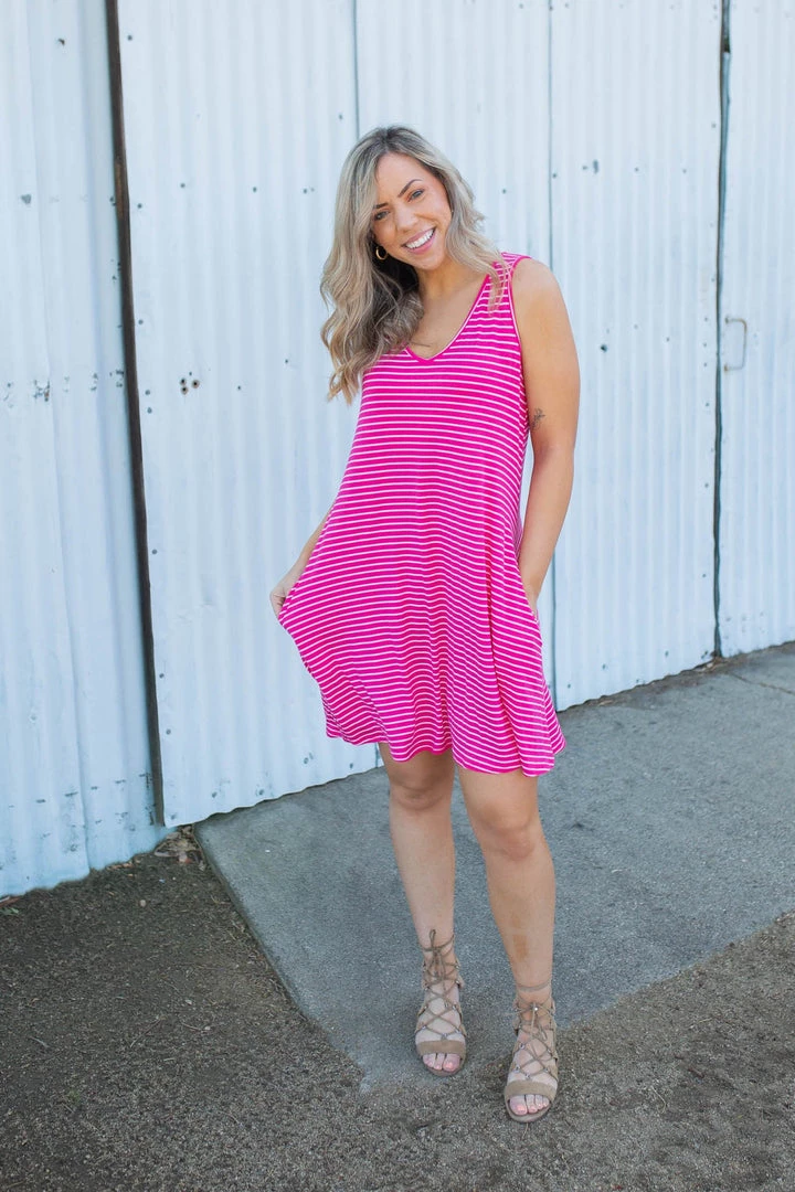 Boutique Simplified New Arrivals Hot To Trot Sleeveless Swing Dress In Hot Pink 7 Boutique Simplified New Arrivals Hot To Trot Sleeveless Swing Dress In Hot Pink