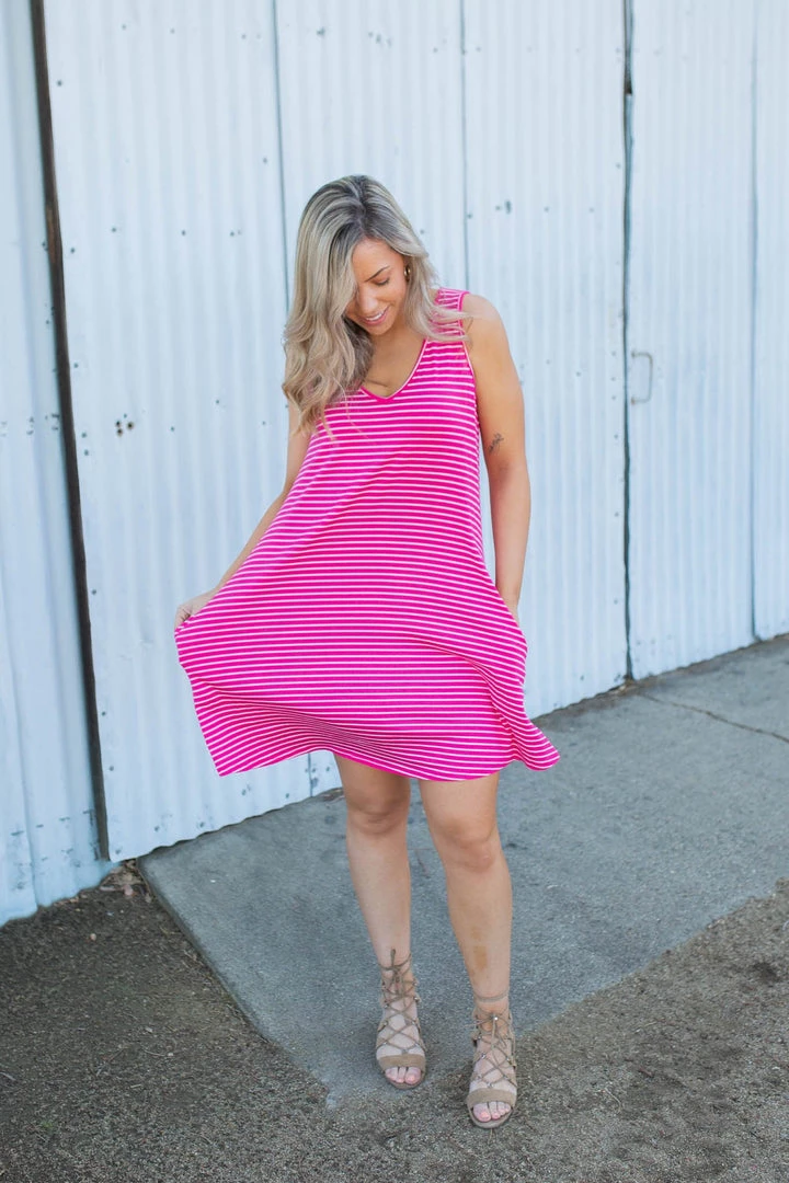 Boutique Simplified New Arrivals Hot To Trot Sleeveless Swing Dress In Hot Pink 8 Boutique Simplified New Arrivals Hot To Trot Sleeveless Swing Dress In Hot Pink