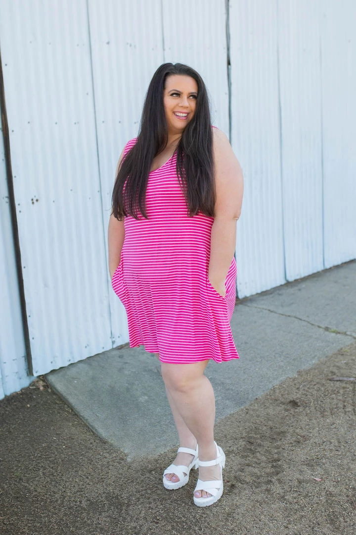 Boutique Simplified New Arrivals Hot To Trot Sleeveless Swing Dress In Hot Pink 4 Boutique Simplified New Arrivals Hot To Trot Sleeveless Swing Dress In Hot Pink