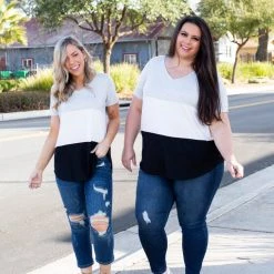 Boutique Simplified Cookies N Cream Colorblock Top New Arrivals