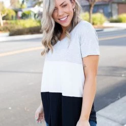 Boutique Simplified Cookies N Cream Colorblock Top New Arrivals