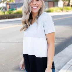 Boutique Simplified Cookies N Cream Colorblock Top New Arrivals