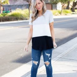 Boutique Simplified Cookies N Cream Colorblock Top New Arrivals