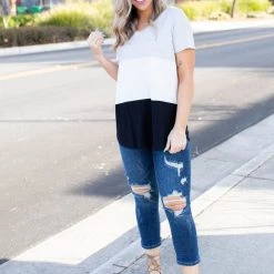 Boutique Simplified Cookies N Cream Colorblock Top New Arrivals