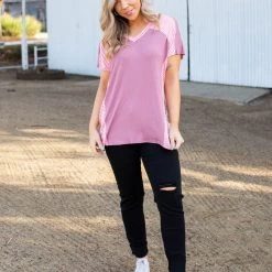 Boutique Simplified Rosey Cheeks Short Sleeve Top