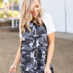 Boutique Simplified New Arrivals Camouflage In Darkness Short Sleeve Raglan