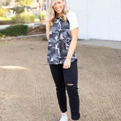 Boutique Simplified New Arrivals Camouflage In Darkness Short Sleeve Raglan