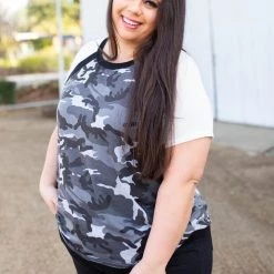 Boutique Simplified New Arrivals Camouflage In Darkness Short Sleeve Raglan