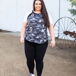 Boutique Simplified New Arrivals Camouflage In Darkness Short Sleeve Raglan